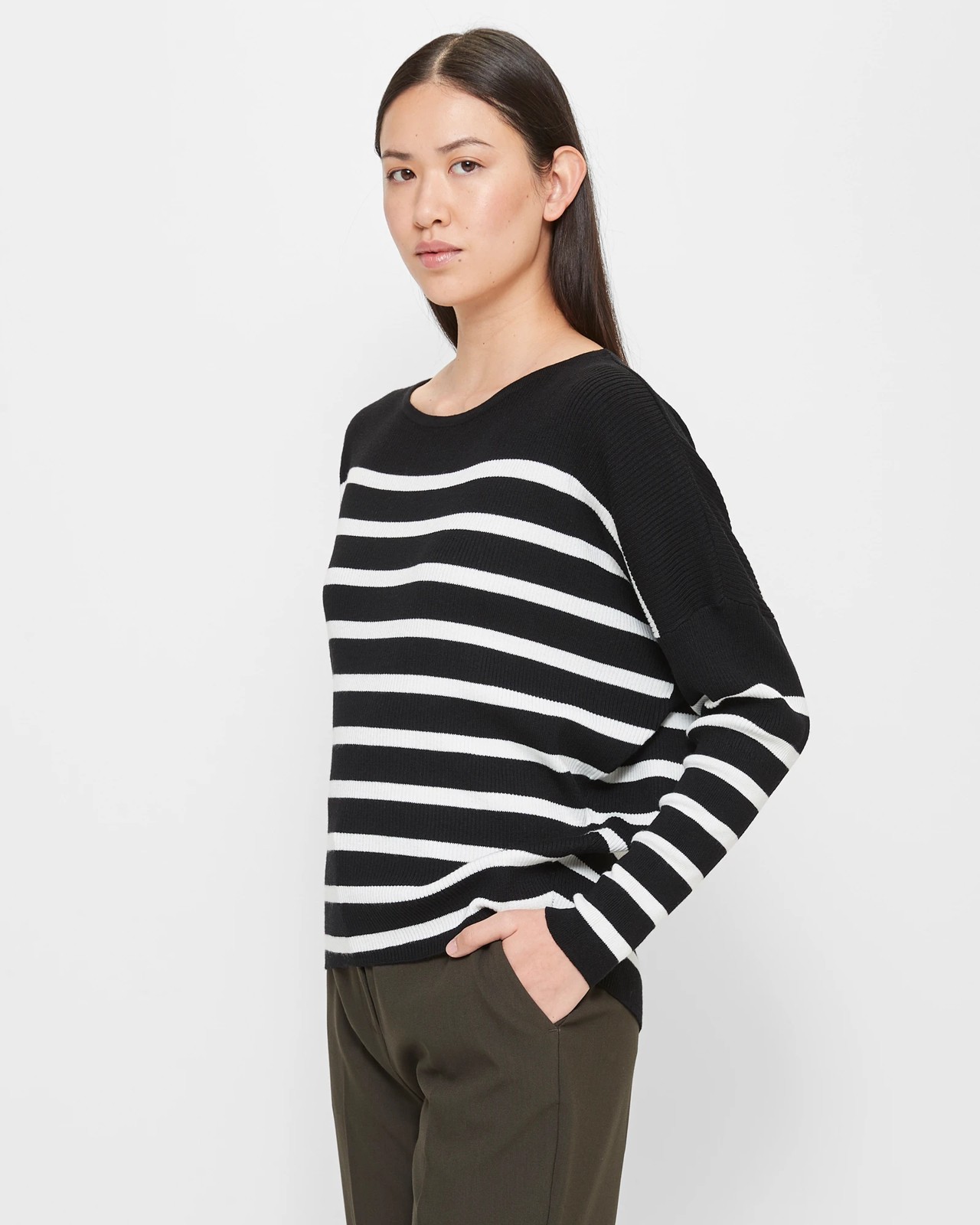 Dolman Sleeve Knit Jumper - Preview - Black / White Stripe | Target ...