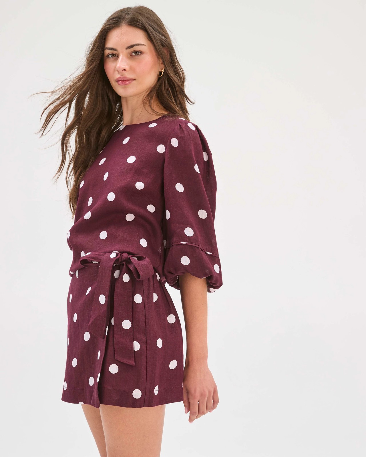 Petites European Linen Wrap Mini Skort 5 of 5