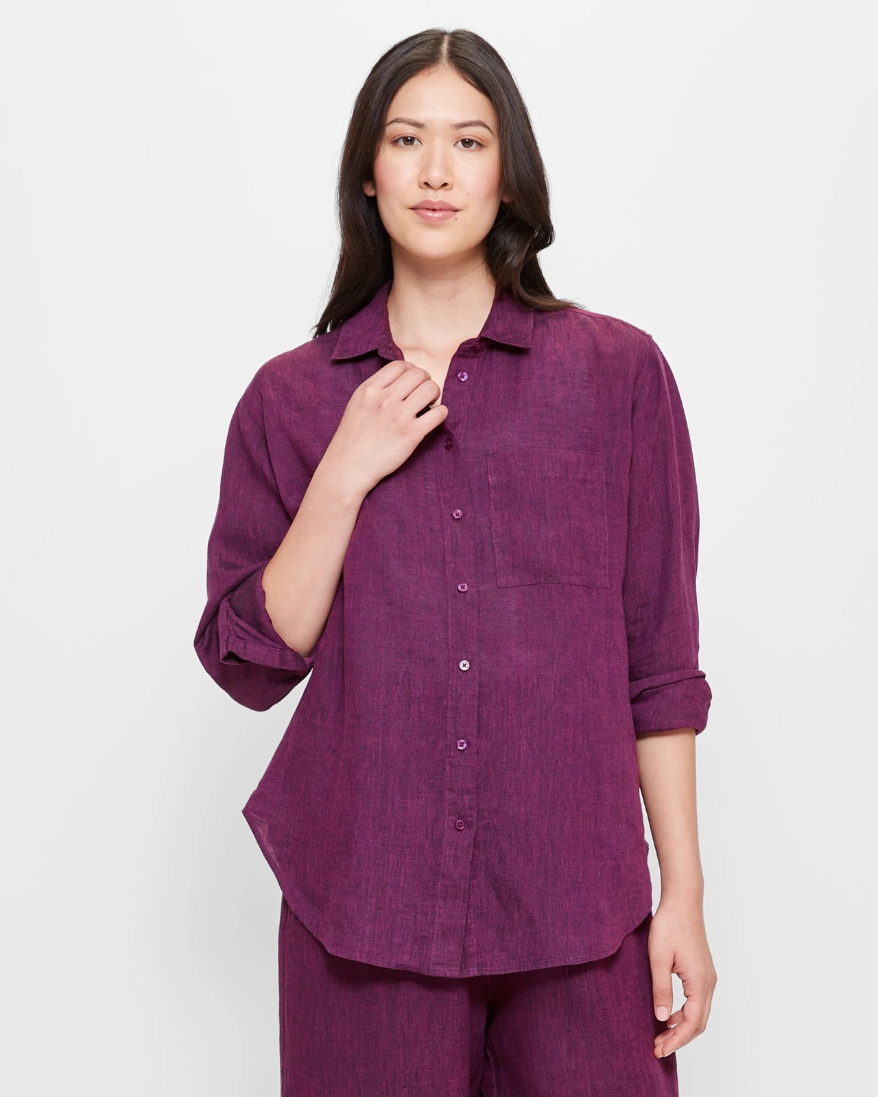 European Linen Long Sleeve Shirt - Jadeite Cross Dye