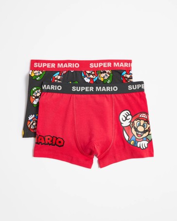 Super Mario Boys Trunks 2 Pack - Red/Black