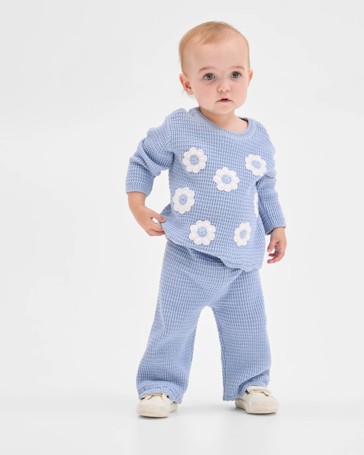 Baby Organic Cotton Knit Top & Pants 2 Piece Set