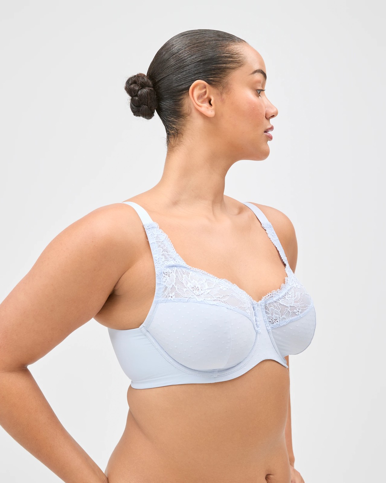 Full Figure Lisa Embroidery & Lace Bra - Heather 2 of 3