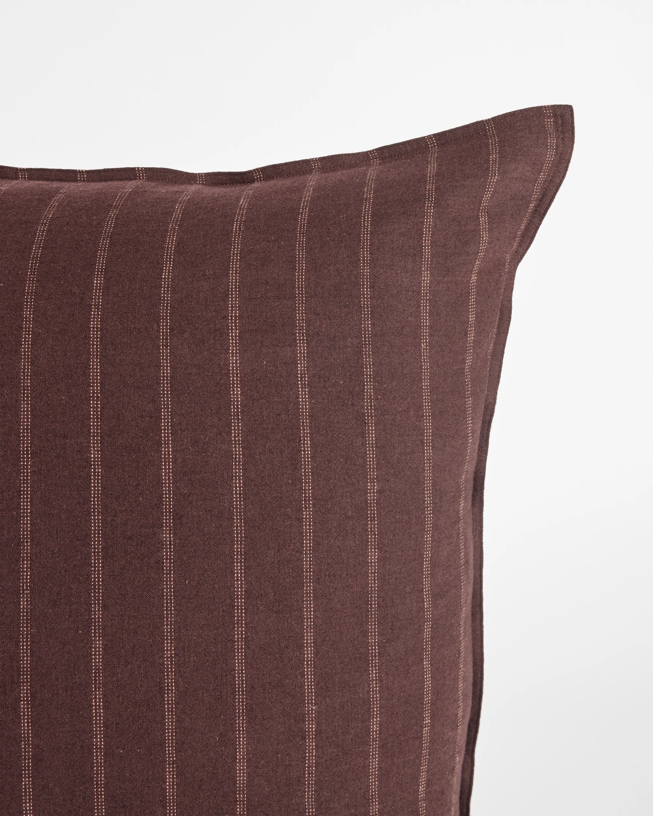 Adelle Stripe Linen/Cotton European Pillowcase - Chocolate 3 of 5