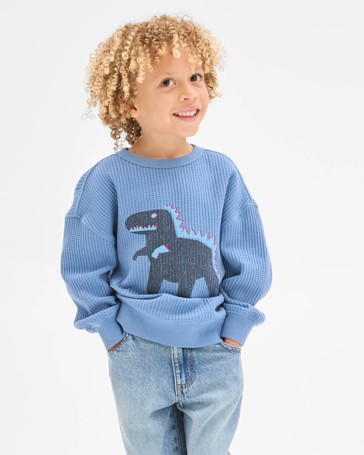 Australian Cotton Long Sleeve Oversized Waffle T-Shirt