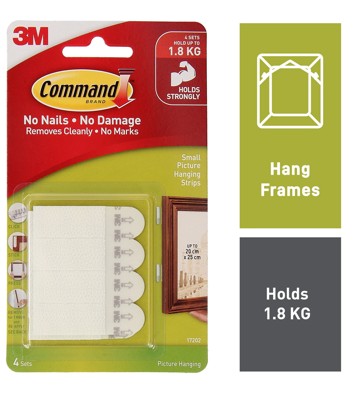 4 Pack Command Picture Hanging Strips Small - White