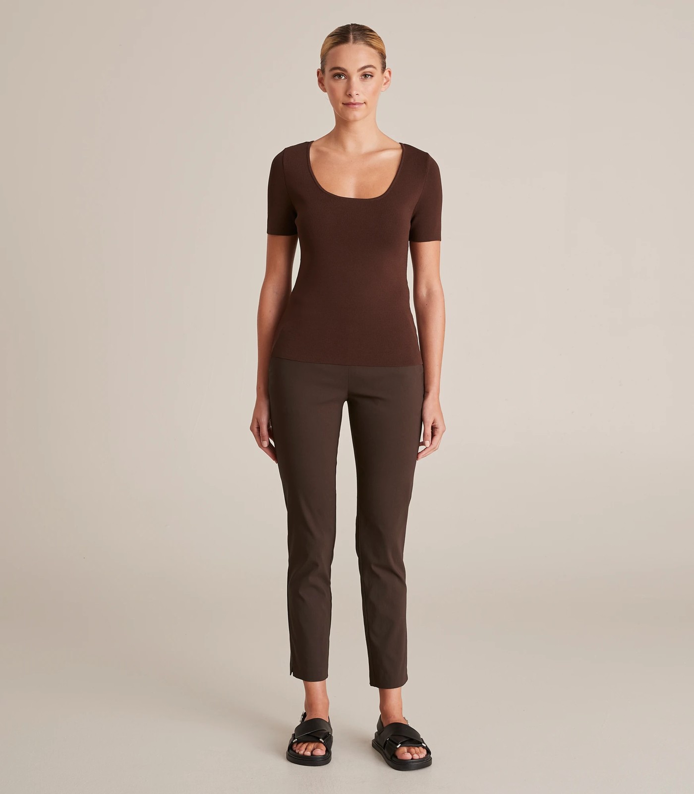 Preview Scoop Neck Crepe Knit T-Shirt 2 of 5