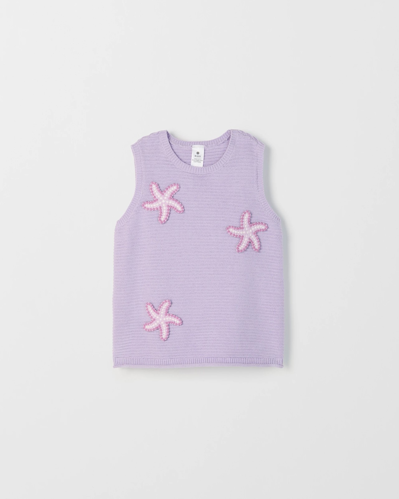 Australian Cotton Crochet Knit Tank Top - Lilac Star 5 of 6
