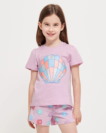 Puff Sleeve Sea Shell Cotton Pyjama Set