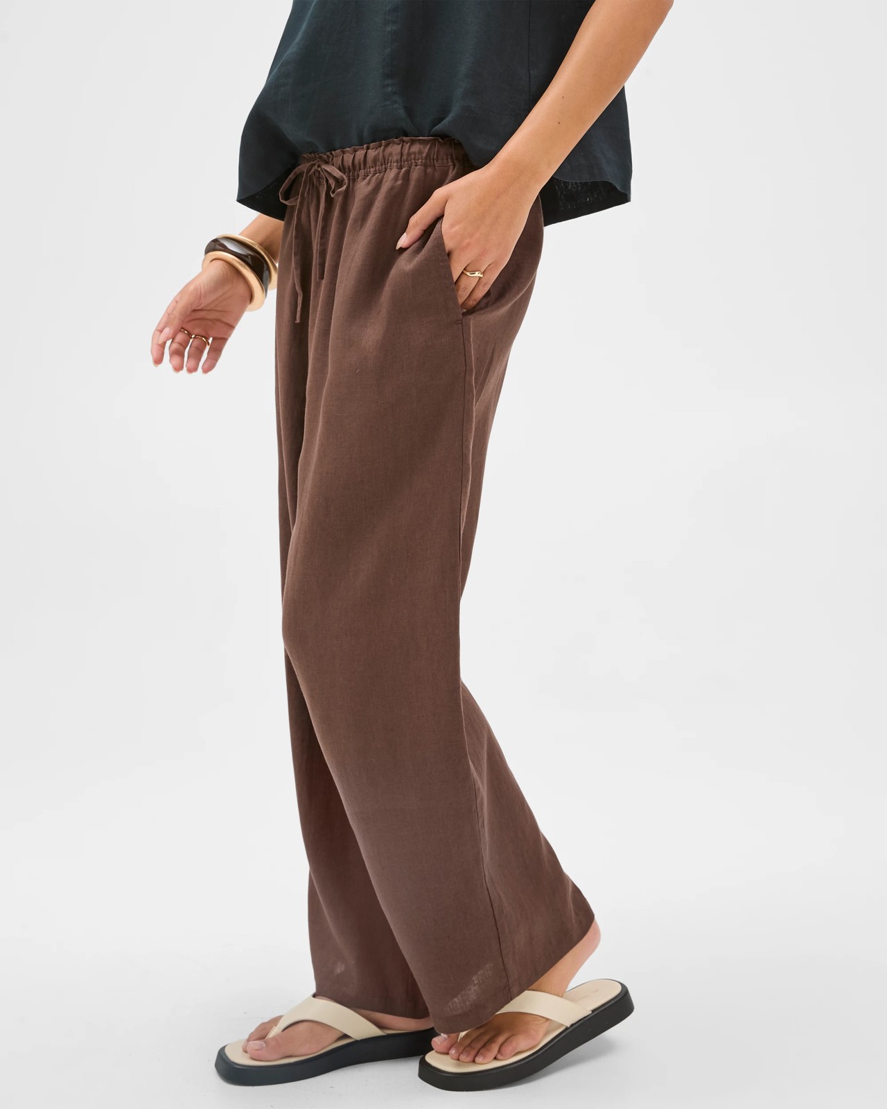 European Linen Wide Leg Pants - Coffee Bean 4 of 6