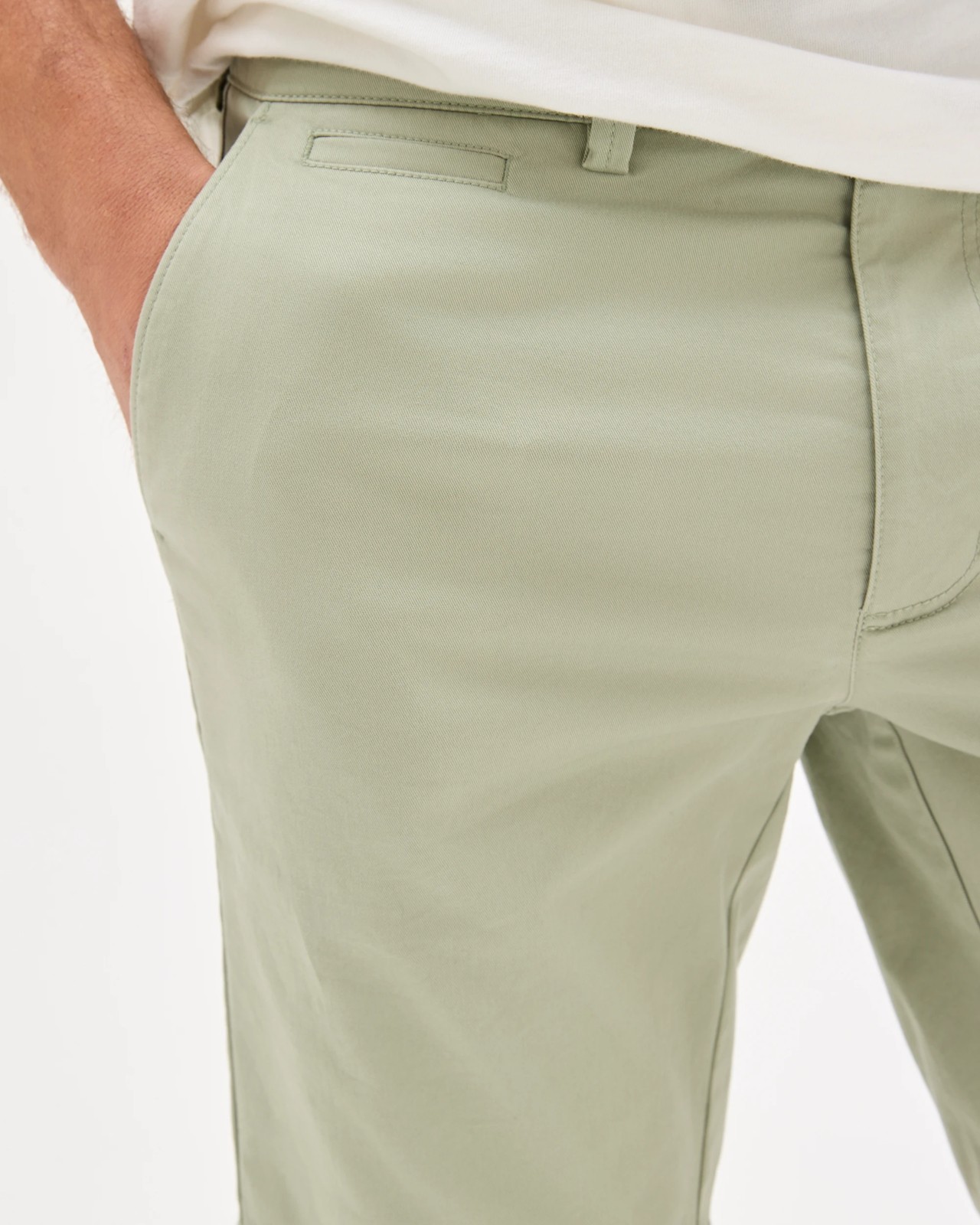 Australian Cotton Slim Chino Shorts - Sea Grass 4 of 5