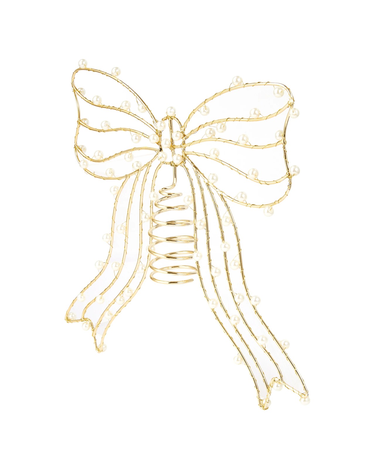 Anko Gold Look and Faux Pearl Bow Tree Topper 3 of 5