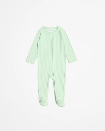 Baby Organic Cotton Rib Zip Coverall