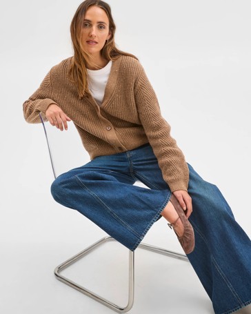 Australian Cotton Blend V-Neck Knit Cardigan