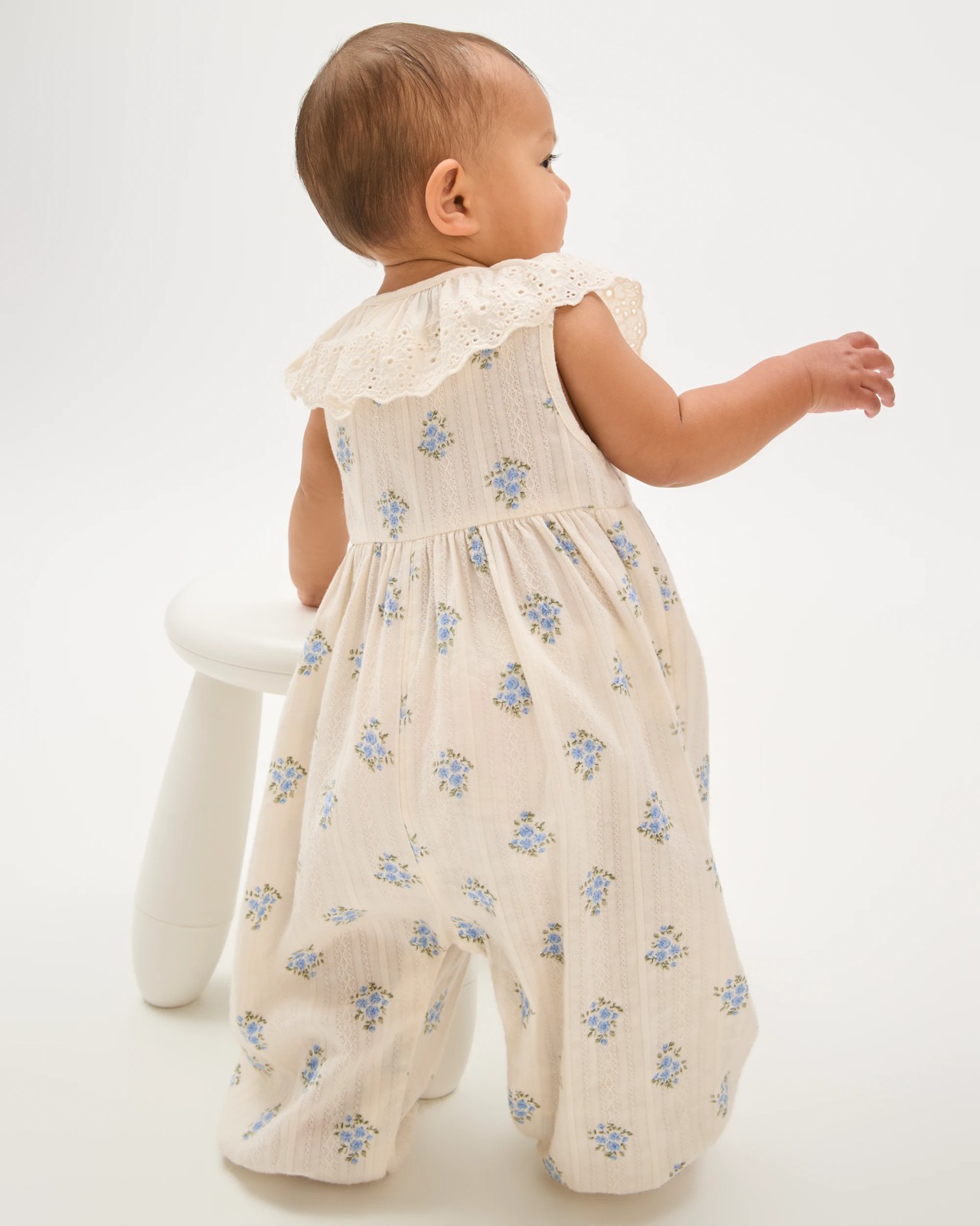 Baby Sleeveless Woven Romper - Floral Gardenia 3 of 5