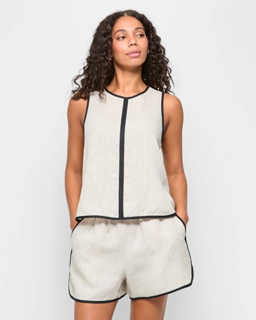European Linen Binding Trim Shorts