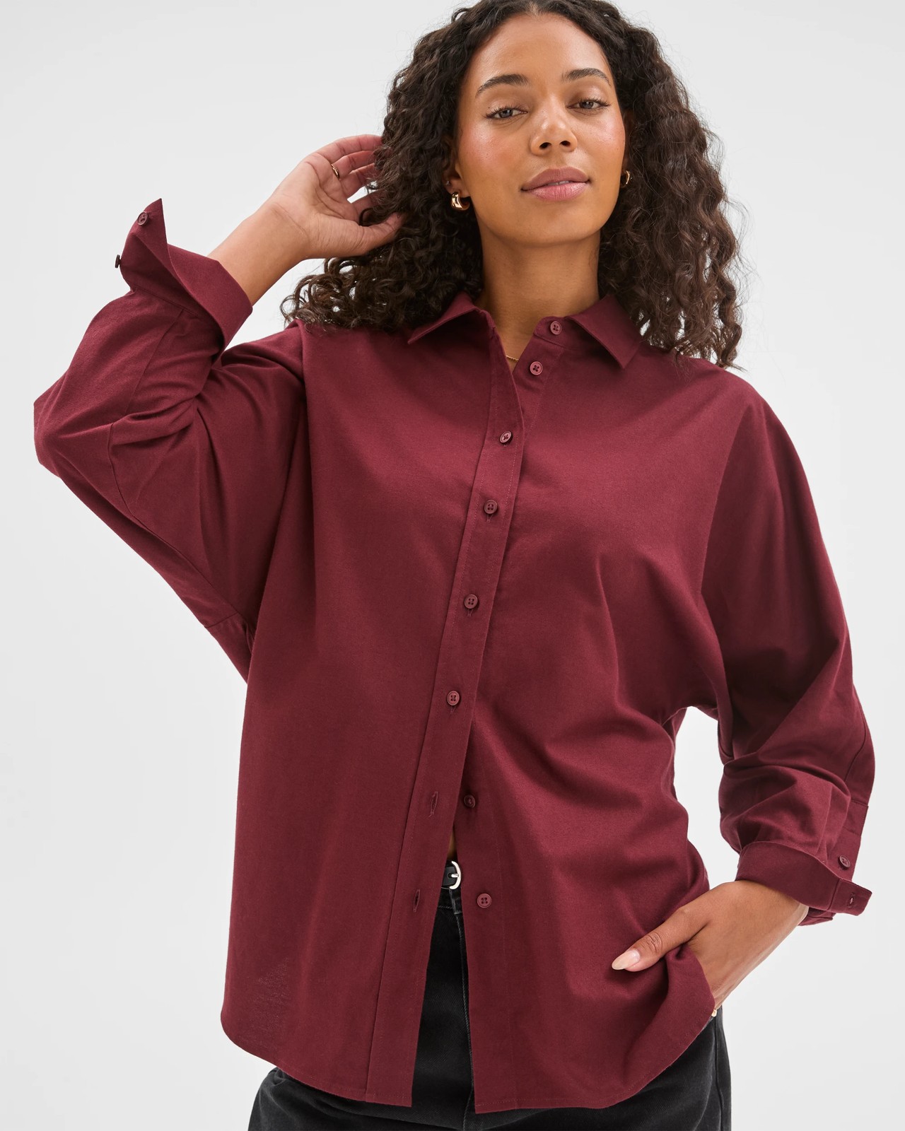 Australian Cotton Batwing Shirt - Decadent Chocolate 3 of 5