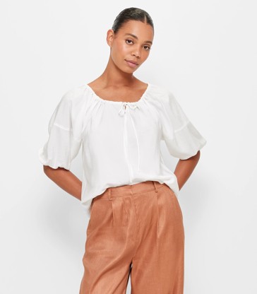 V-Neck Puff Sleeve Blouse - Preview