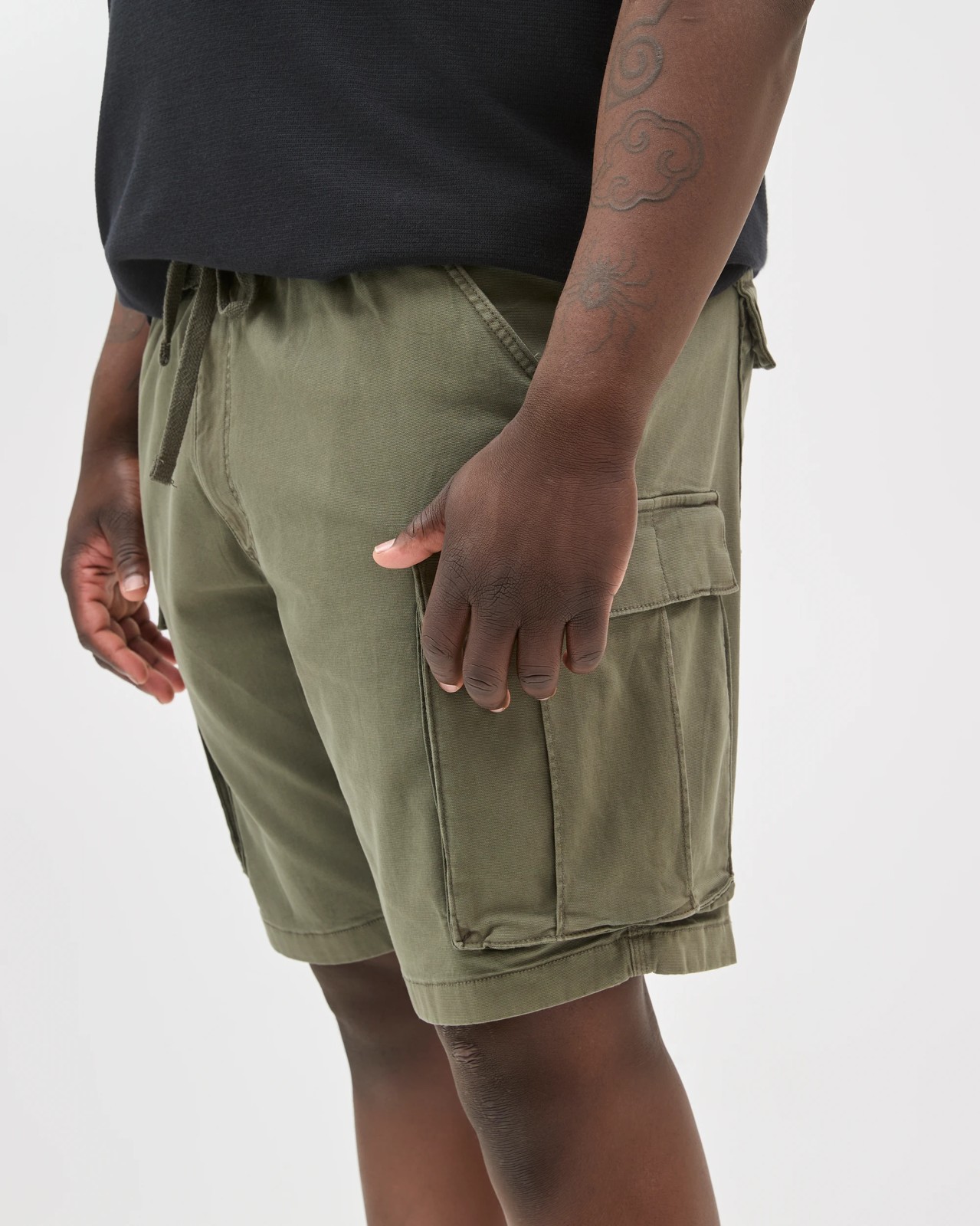 Plus Size Australian Cotton Cargo Shorts - Army 4 of 6