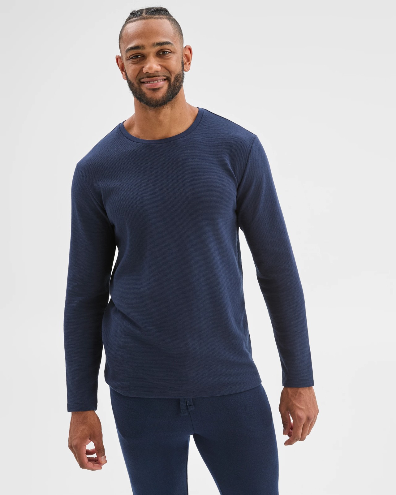Maxx Australian Cotton Blend Ottoman Long Sleeve Sleep T-Shirt - Navy 5 of 5