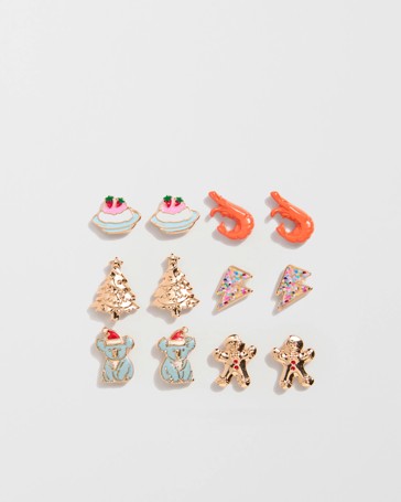6 Pack Christmas Aussie Icons Stud Earrings