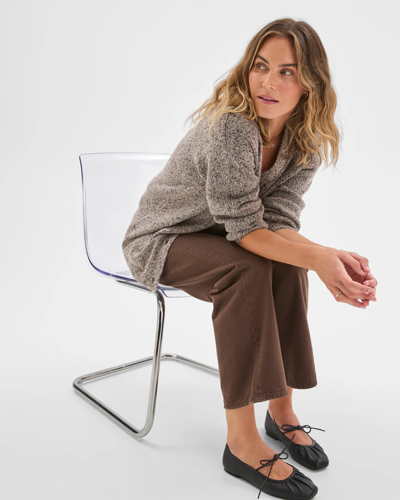 Twist Slub Grandpa Cardigan - Dove Marle 2 of 5
