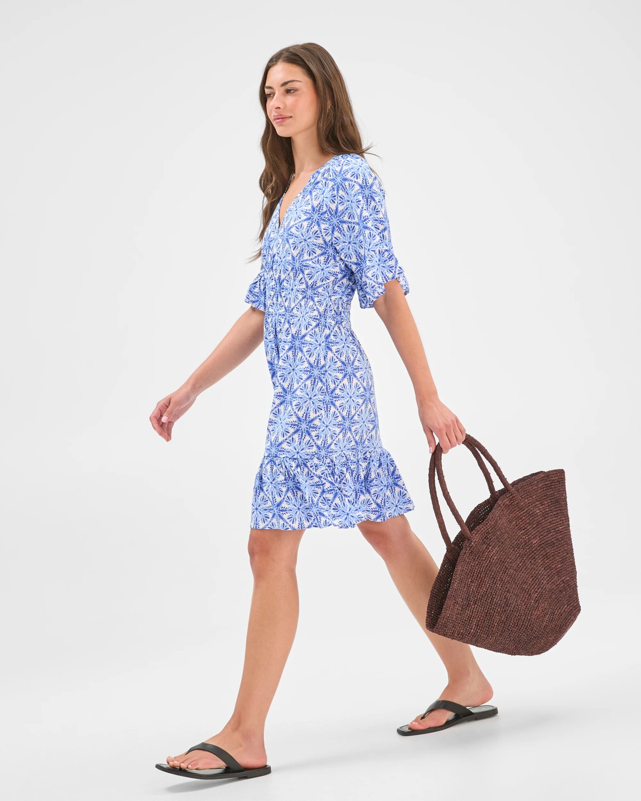 Petites Shirred V-Neck Dress 2 of 6