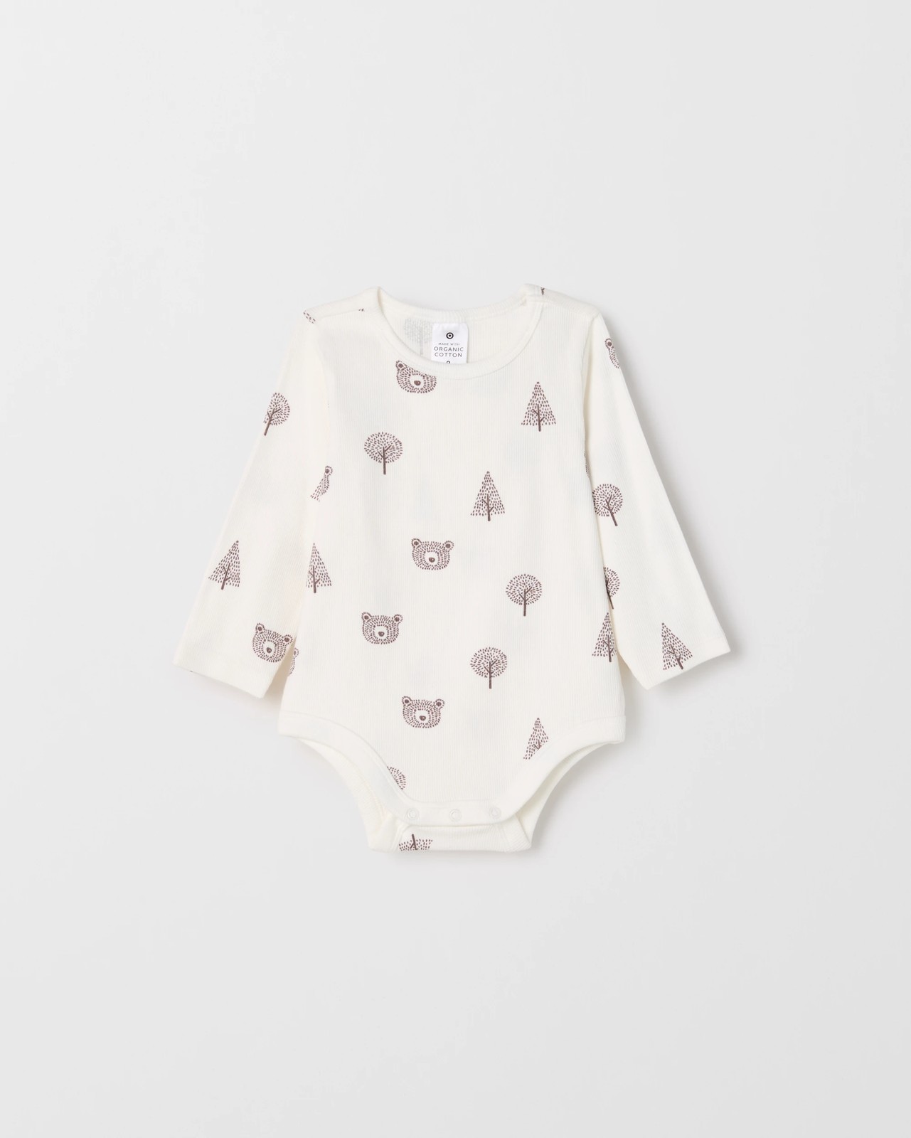 Baby Organic Cotton 3 Pack Long Sleeve Rib Bodysuit - Bears Cloud Dancer 4 of 5
