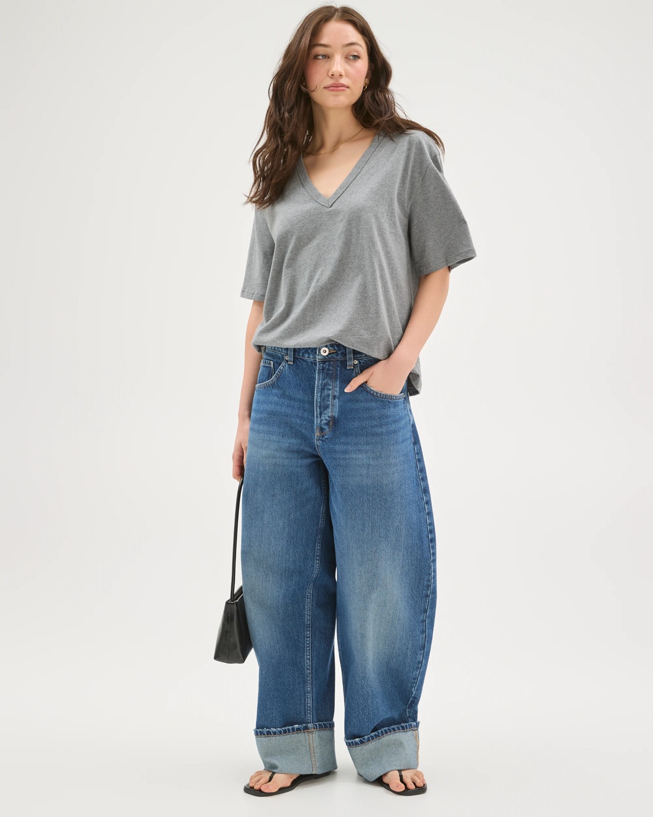 Lily Loves Australian Cotton V-Neck T-Shirt - Dark Grey Marle 2 of 5