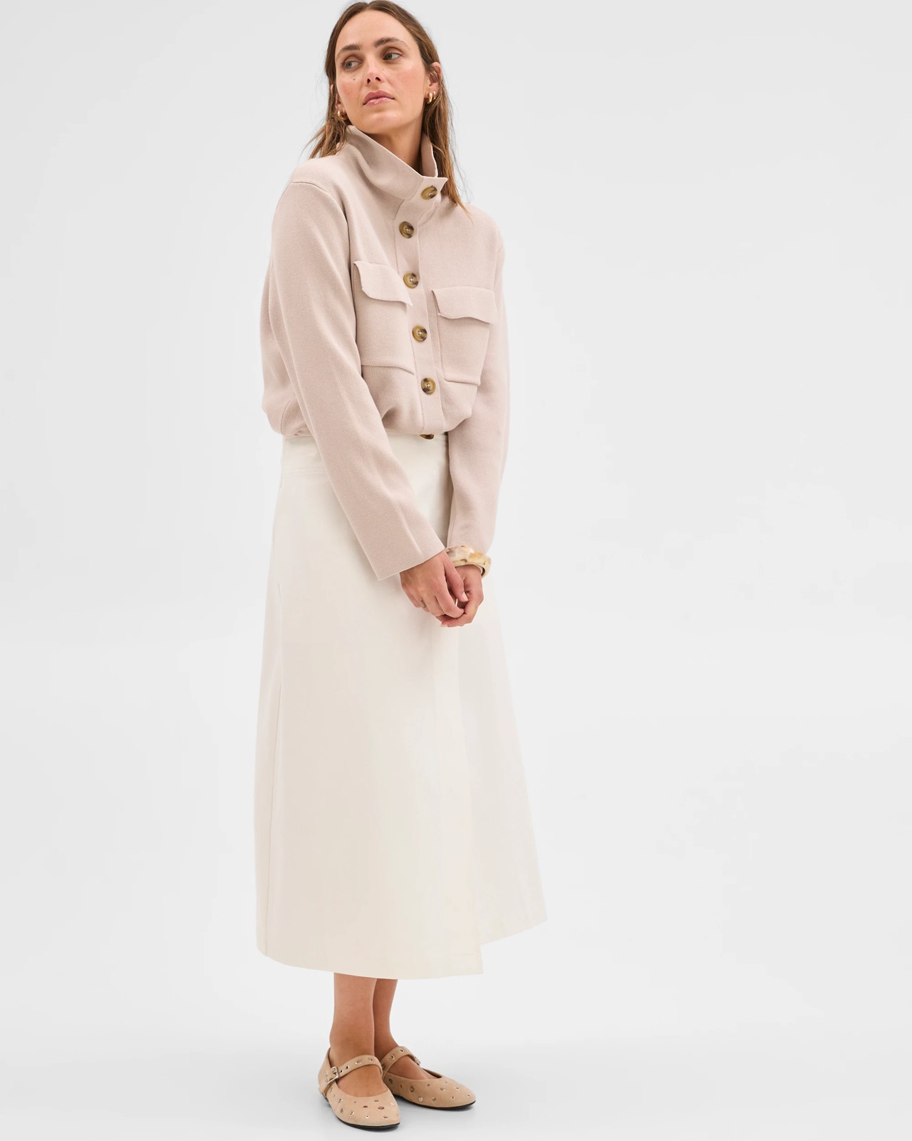 Australian Cotton Funnel Neck Cocoon Knit Jacket 4 of 5