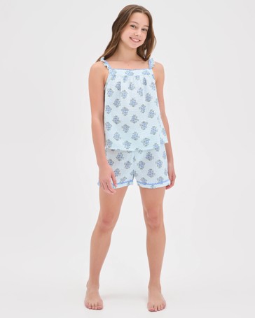 Australian Cotton Older Girls Cami Woven Pyjama Set