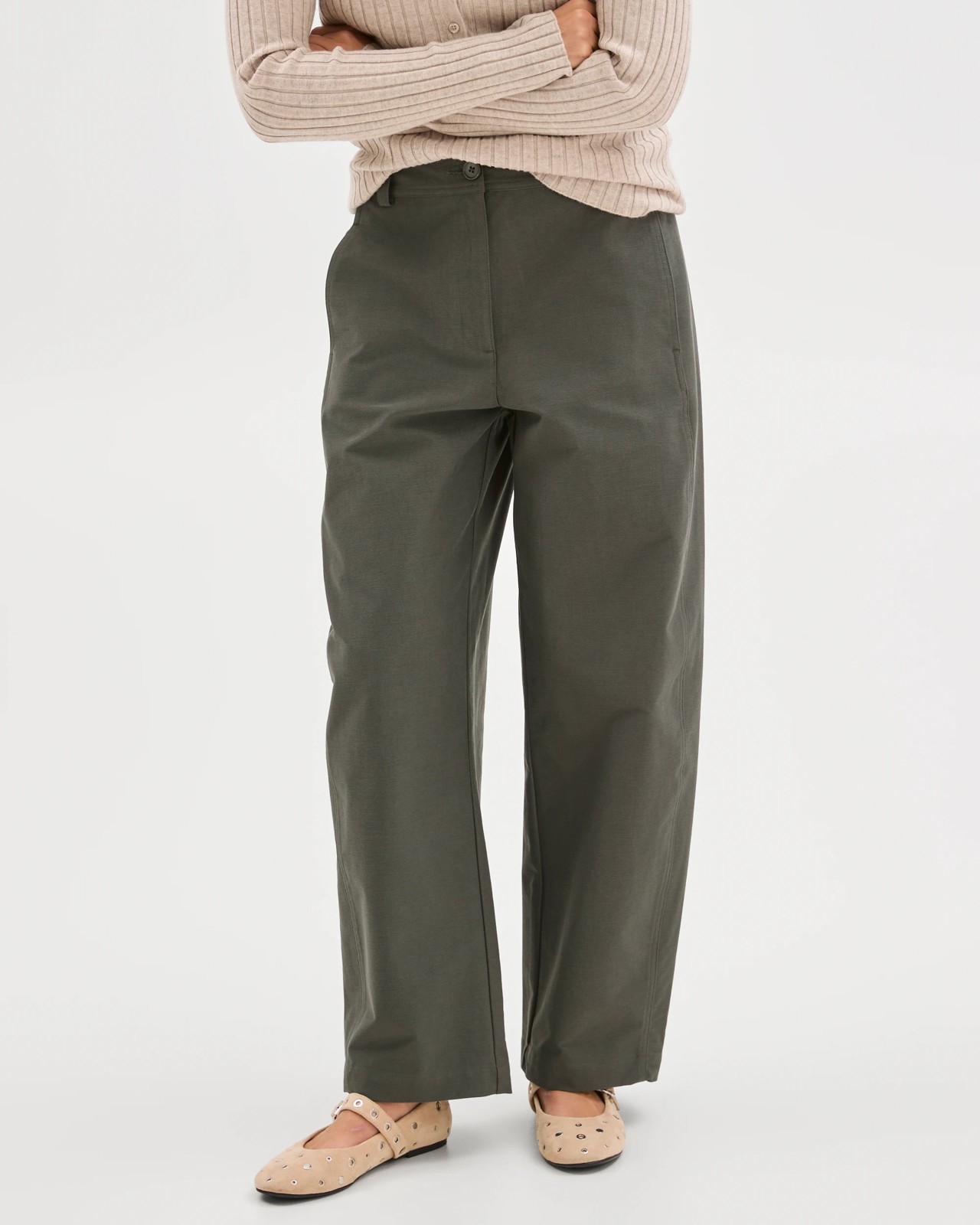 Relaxed Forward Seam Barrel Leg Pants - Oregano 6 of 6