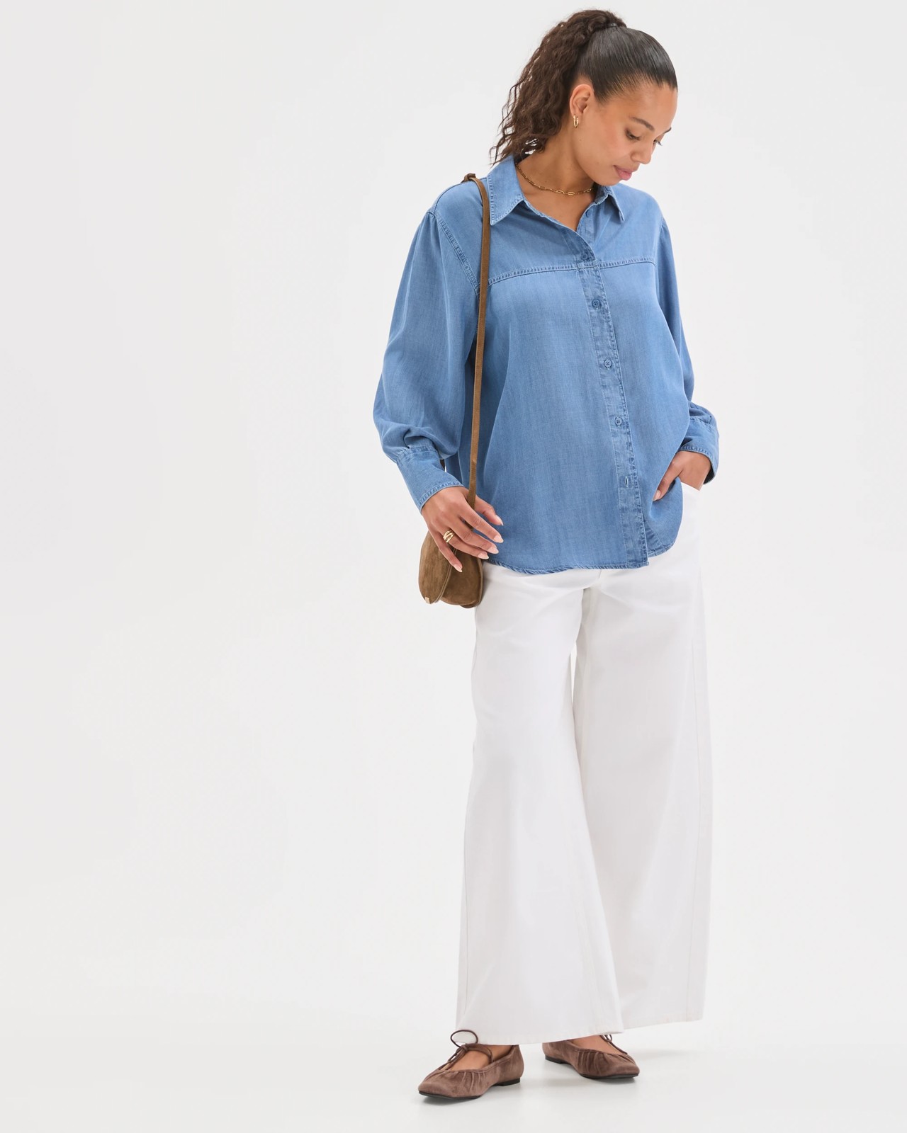 Long Sleeve Chambray Tie Shirt 2 of 6