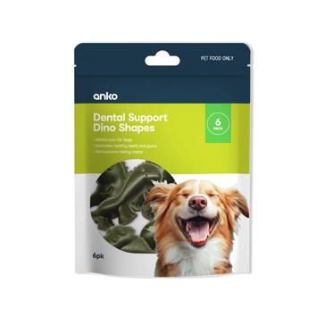 6 Pack Pet Treat Dental Bites Dino Shapes - Anko