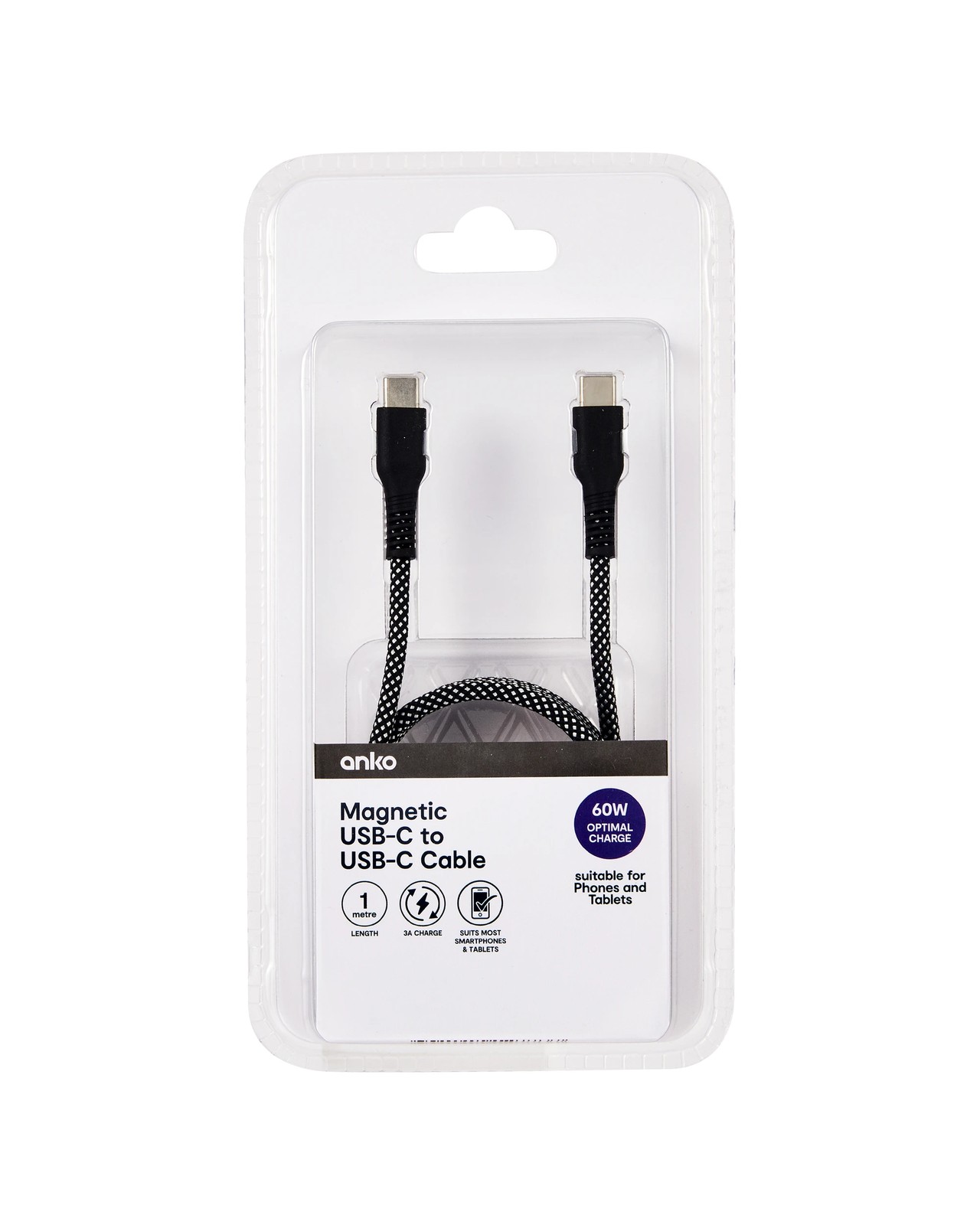 Magnetic USB-C to USB-C Cable  Black - Anko 3 of 4