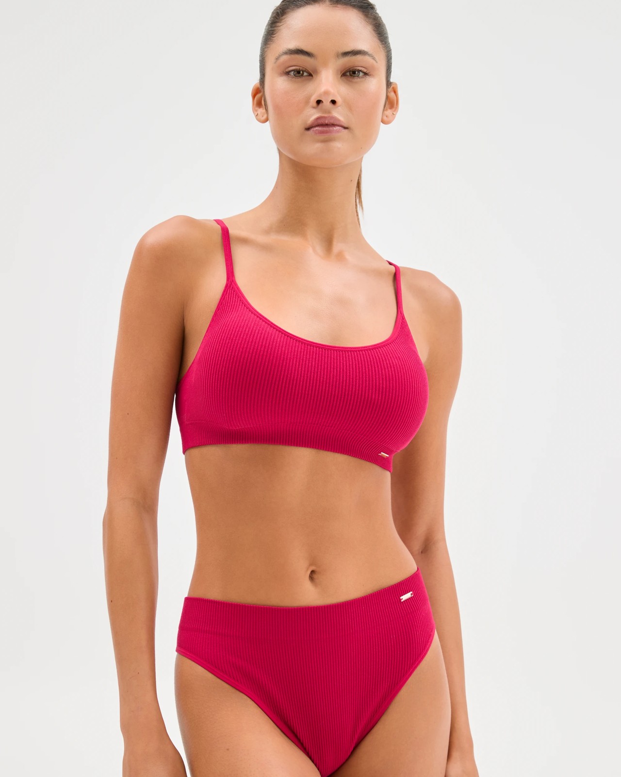 Lily Loves 2 Pack Ribbed Seamfree High Waisted G-String Briefs - Wineberry 3 of 5