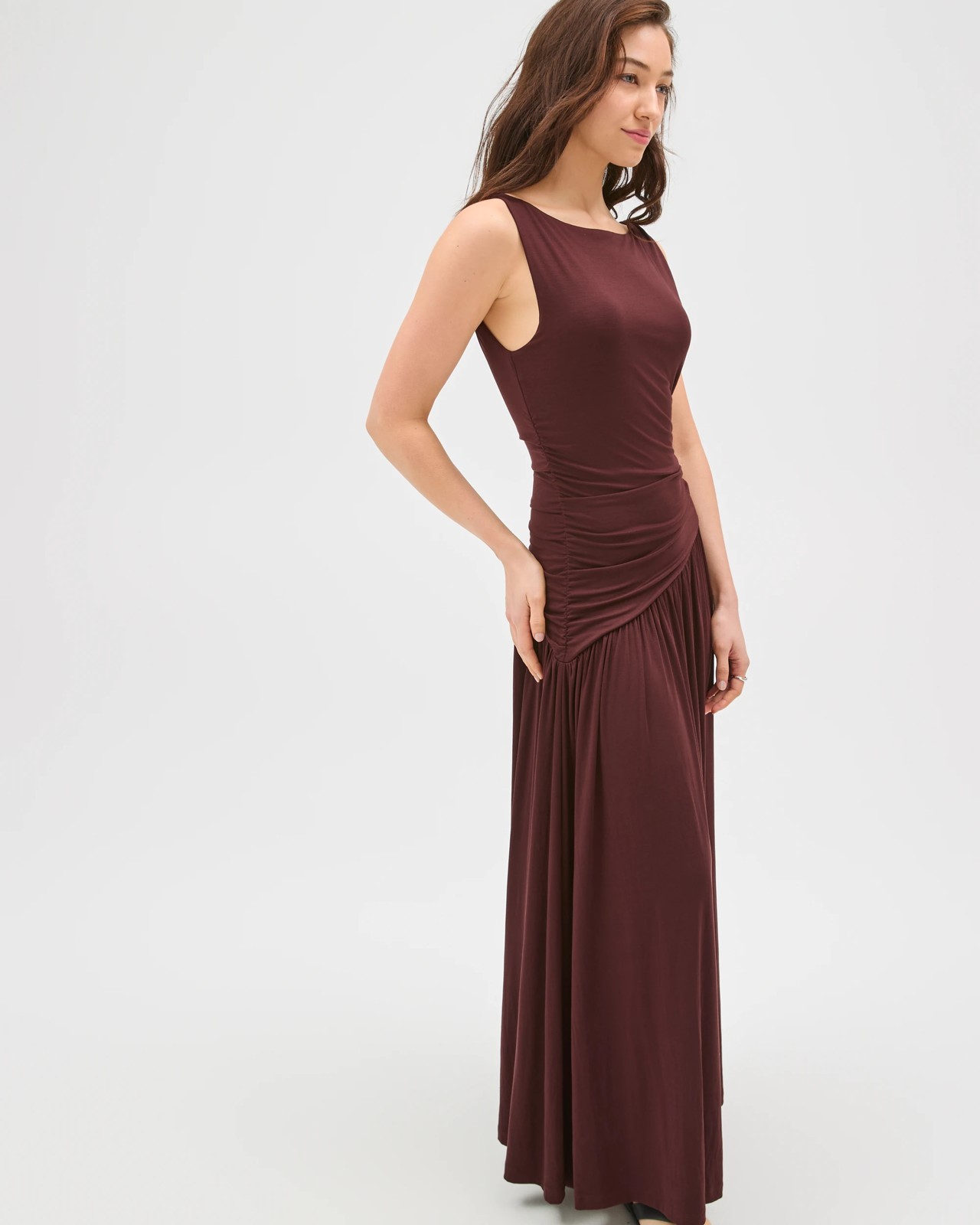 Lily Loves Fitted Drape Maxi Dress - Ganache 3 of 5