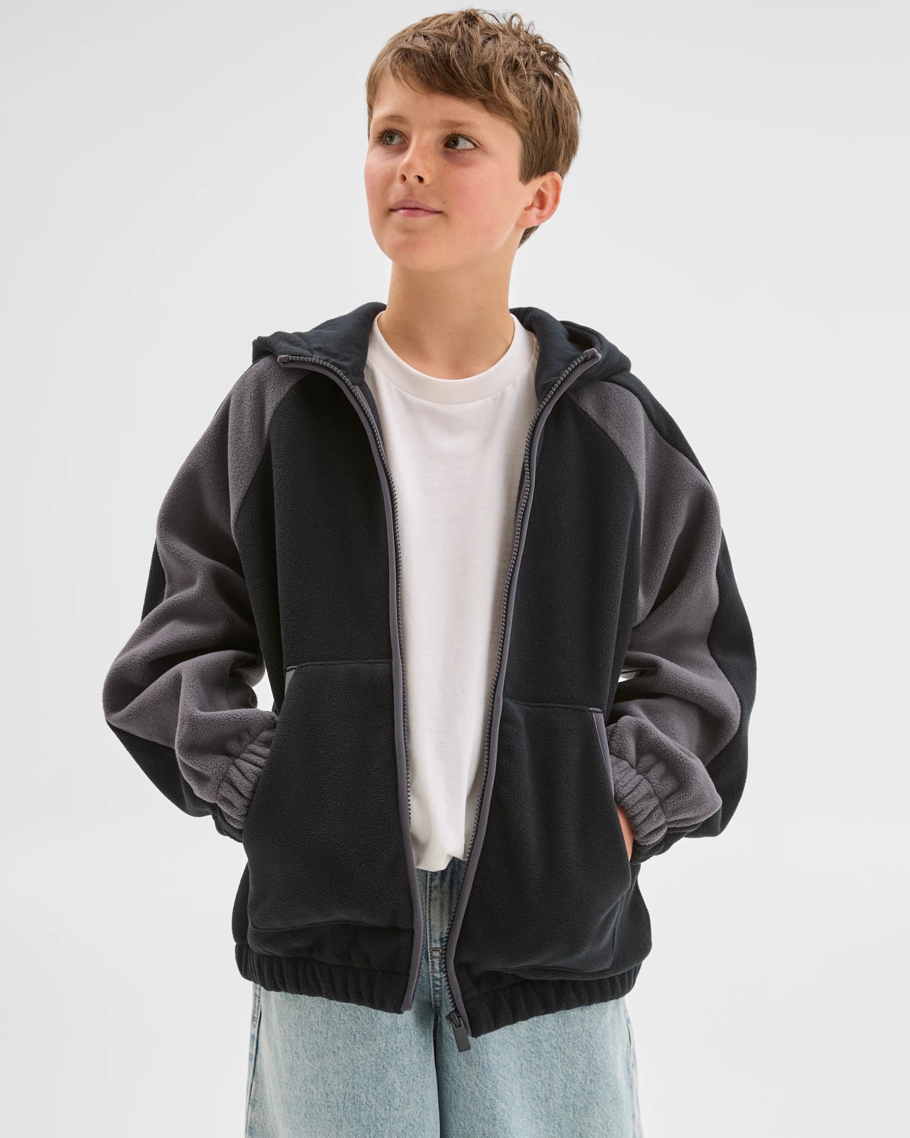 Polar Fleece Zip Through Hoodie - Black 2 of 5