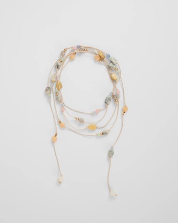 Beaded Larette Tie Necklace