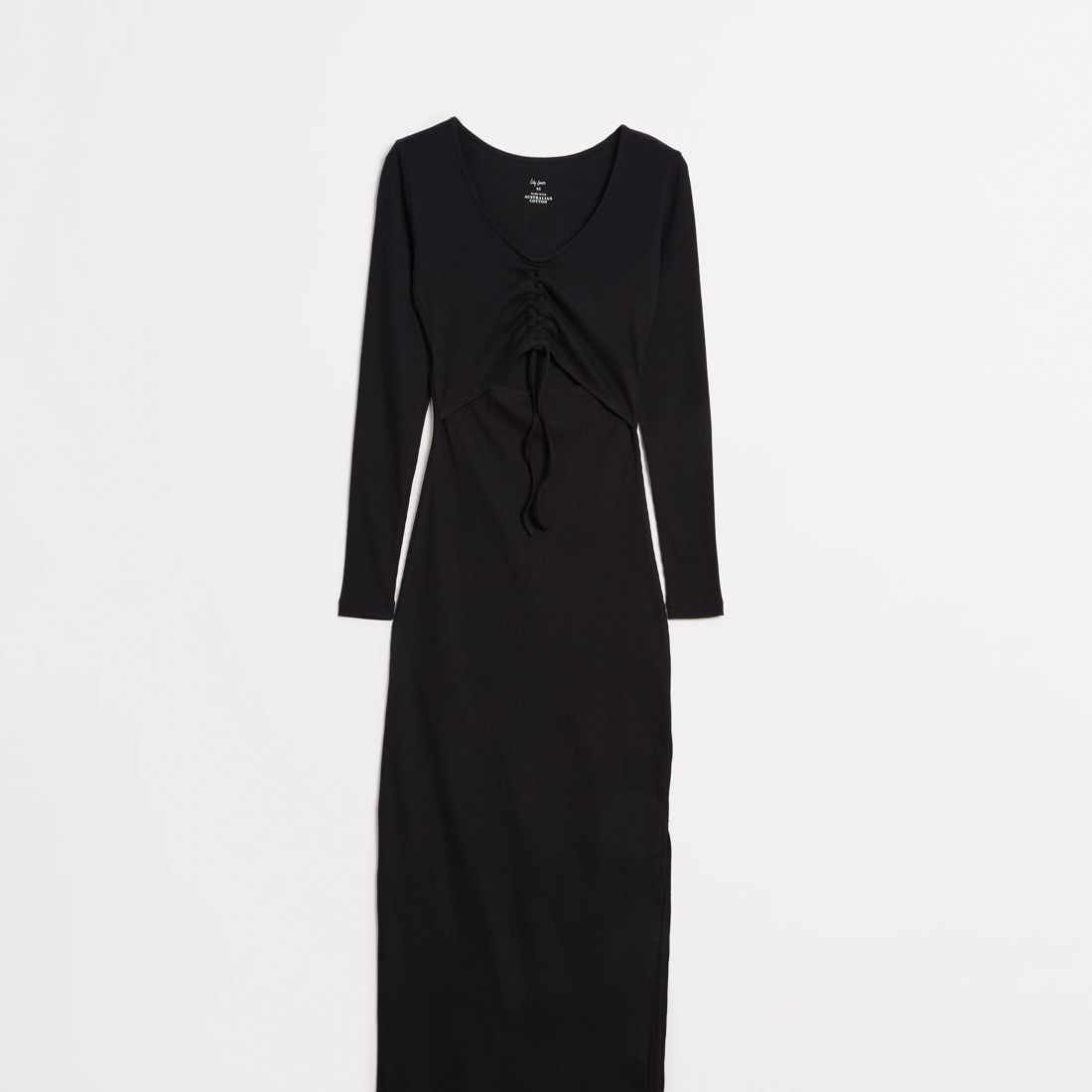 Lily Loves Ribbed Ruched Front Midi Dress Black Target Australia