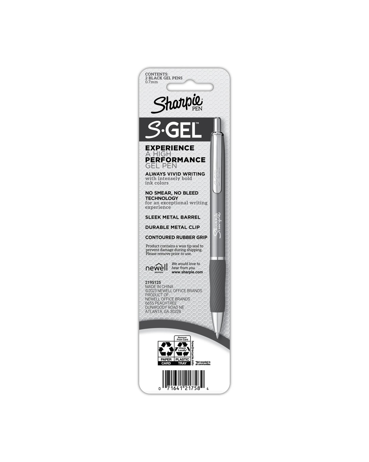2 Pack Sharpie Metal Barrel Retractable S-Gel Pens - Matte Black 2 of 5