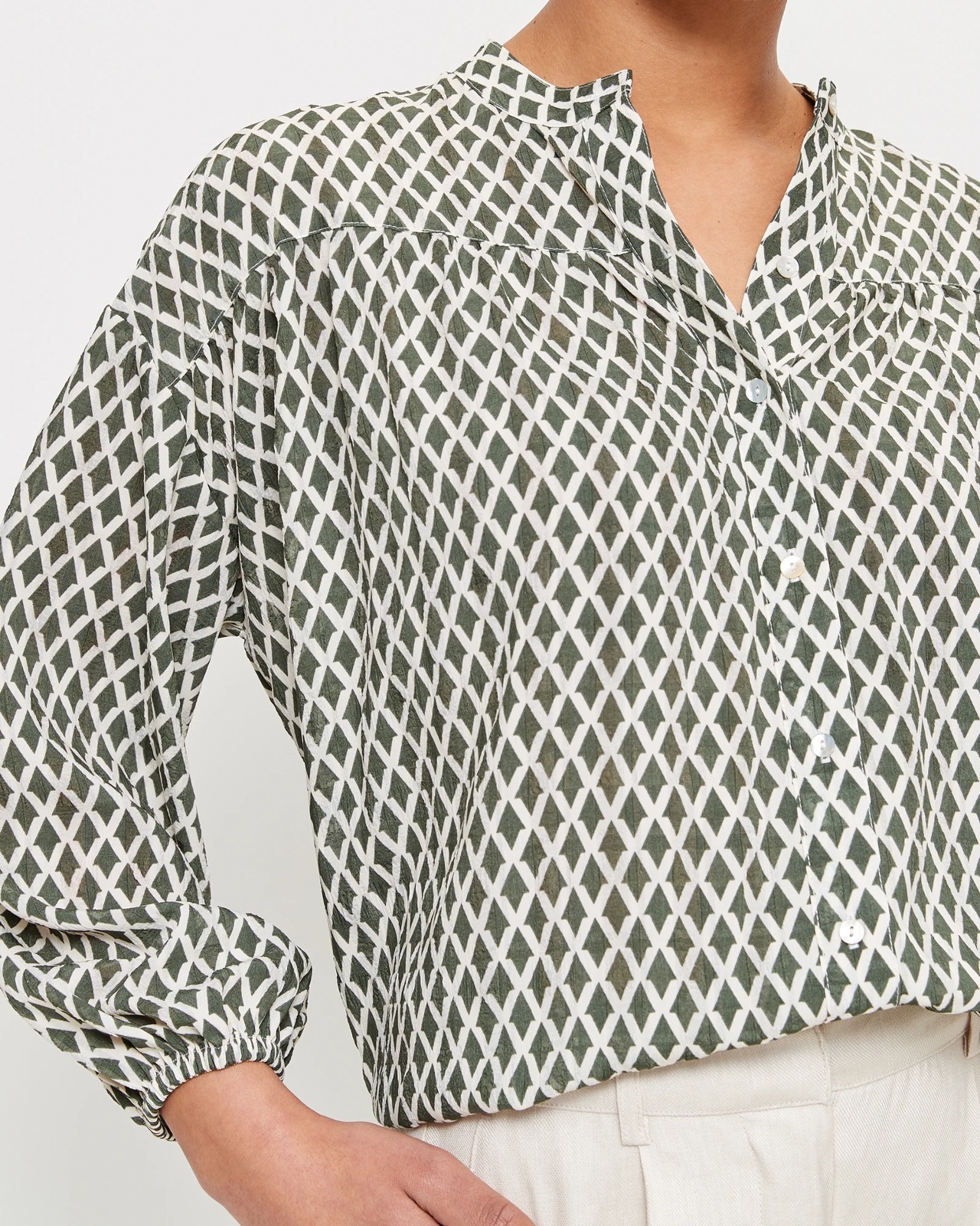 Gathered Button Through Blouse - Preview 5 of 5