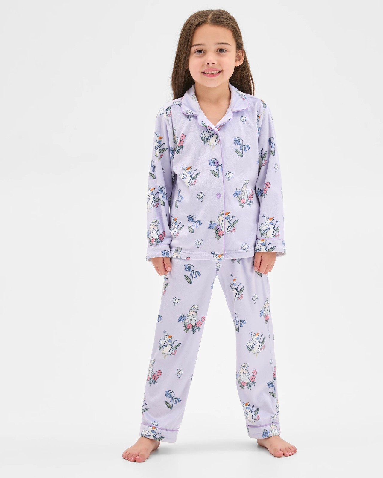 Disney Frozen Younger Girls Button Through Fleece Pyjama Set 2 of 5