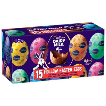 Cadbury Dairy Milk 15 Pack Hollow Easter Eggs 255g