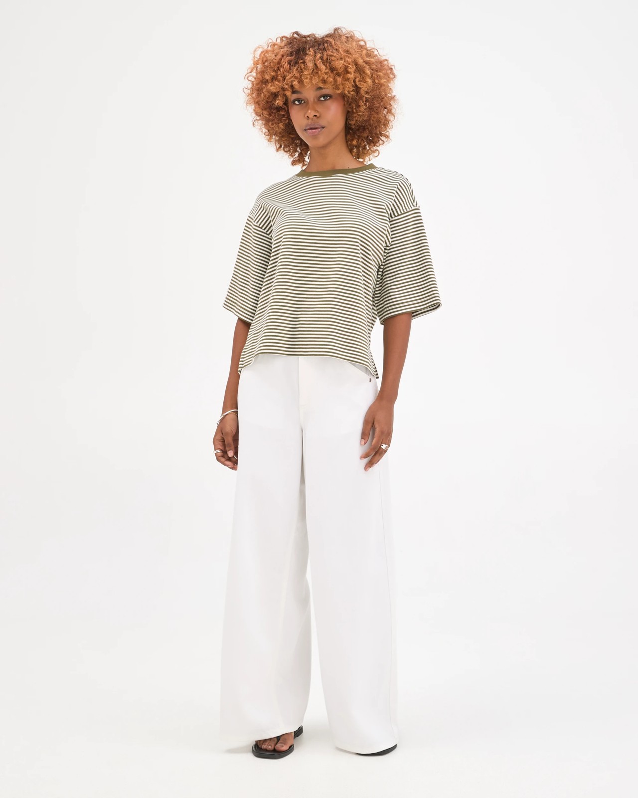 Petites Australian Cotton Heavyweight Boxy T-Shirt - Dusty Moss White 2 of 6