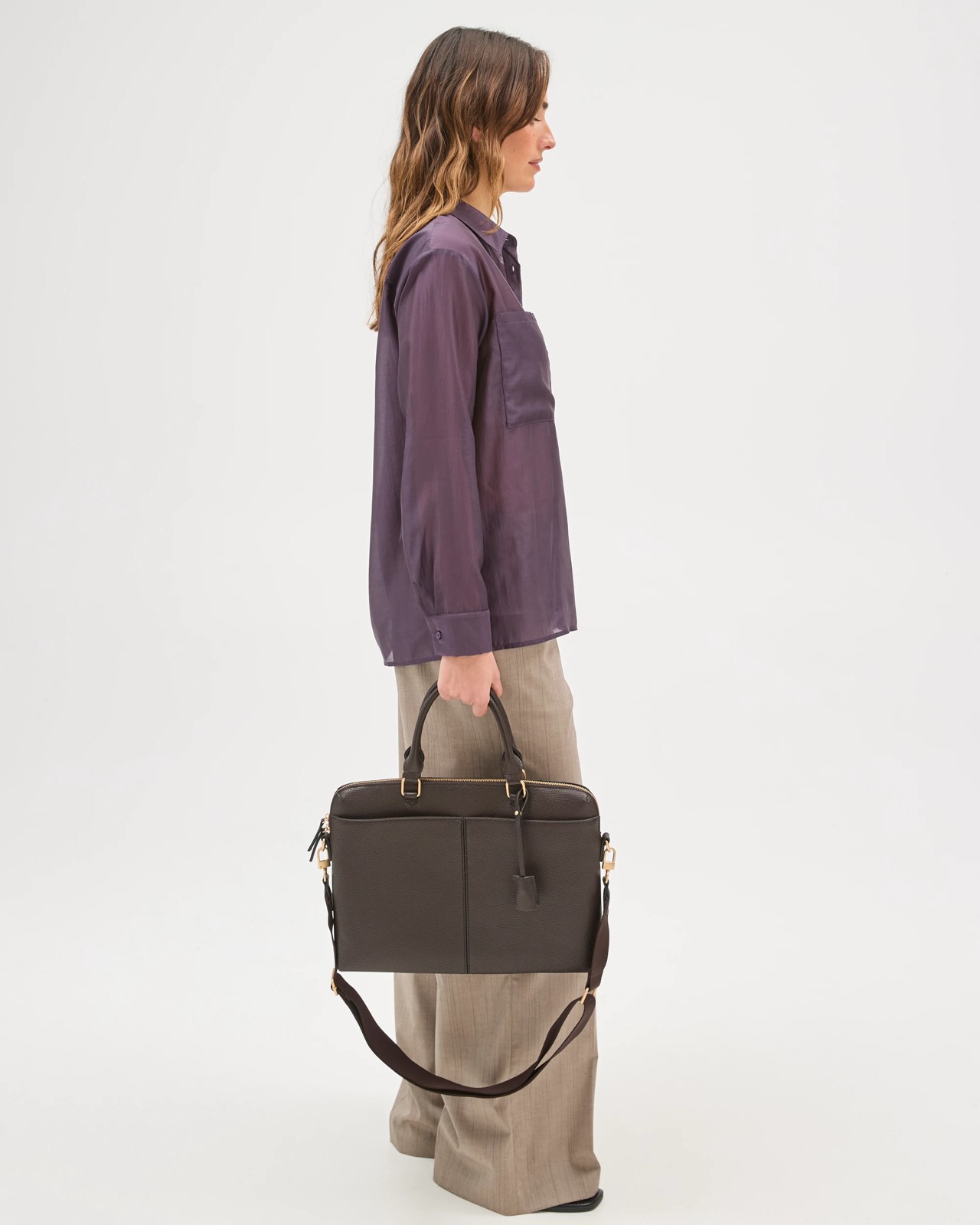 Pebble Laptop Work Tote Bag - Chocolate 3 of 4