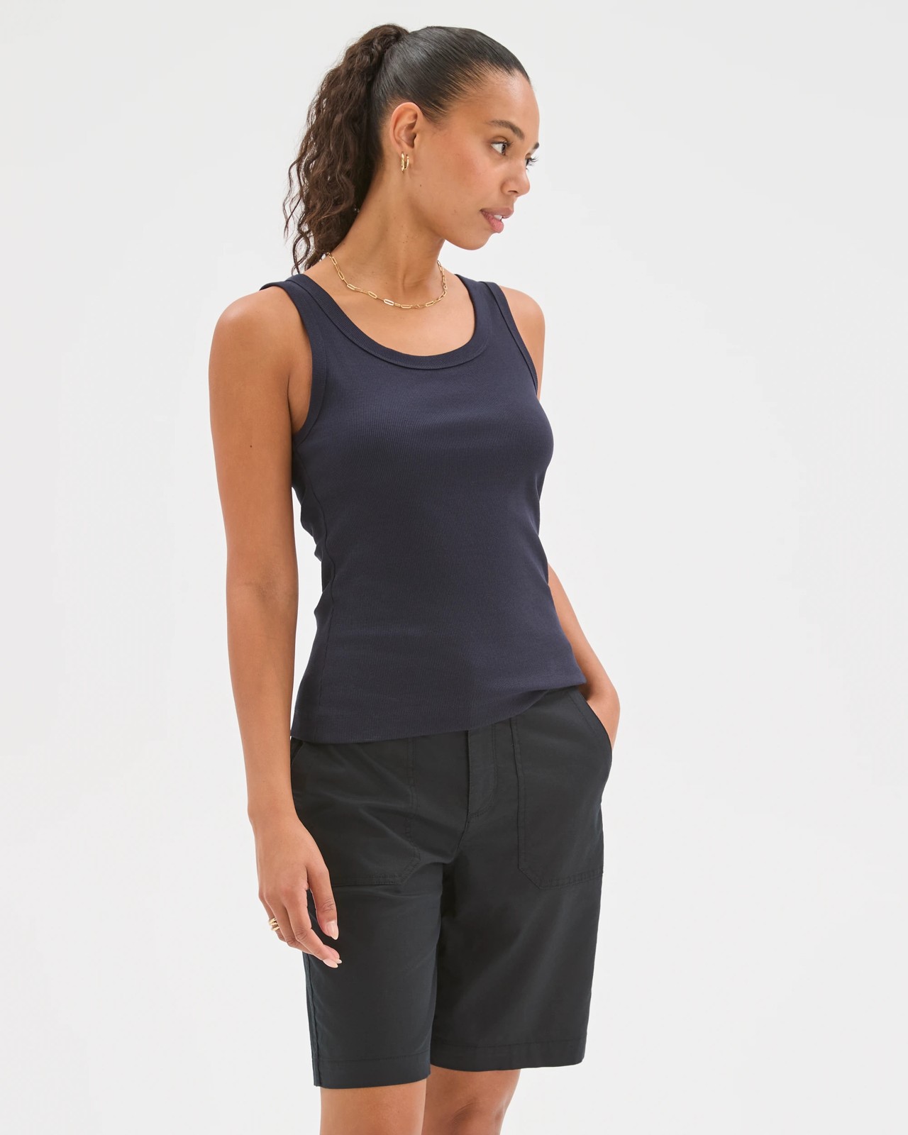 Rib Waist Shorts - Black 2 of 5