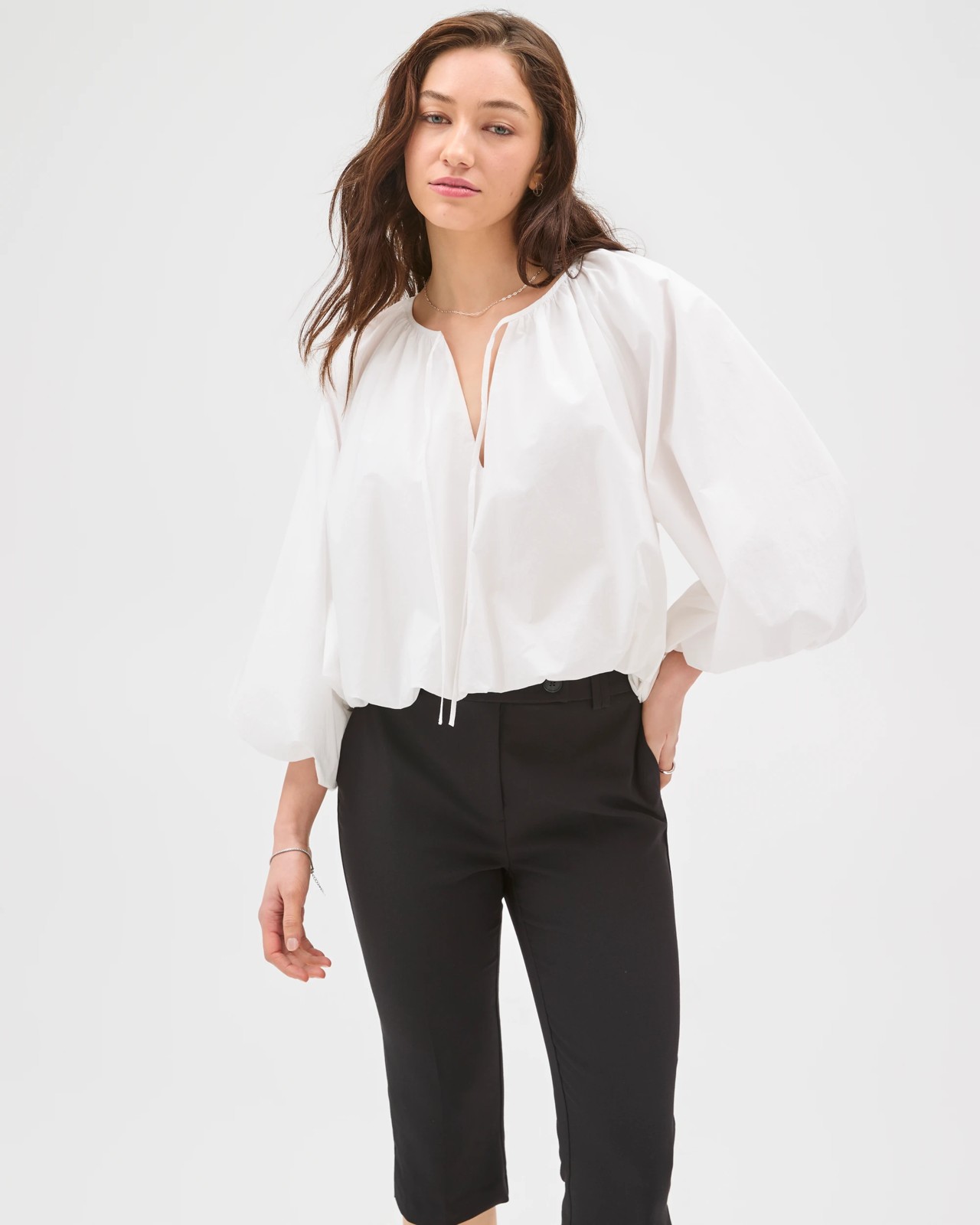 Lily Loves Long Balloon Sleeve Top - White 2 of 6