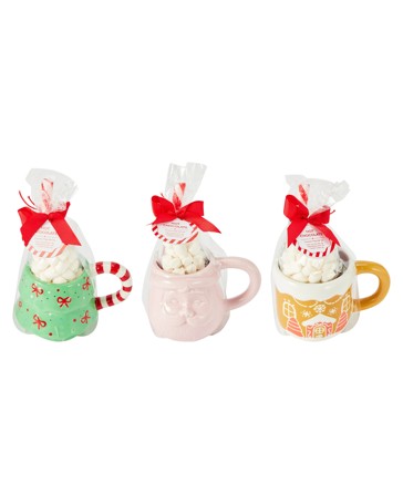 Hot Chocolate Ceramic Mug Gift Set 50g, Assorted - Anko