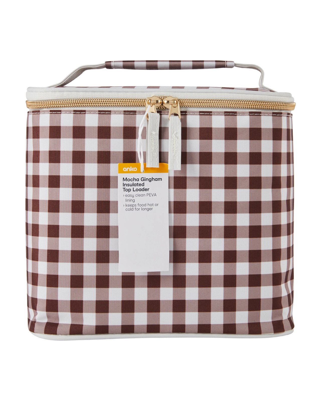 Anko Mocha Gingham Insulated Top Loader 3 of 3