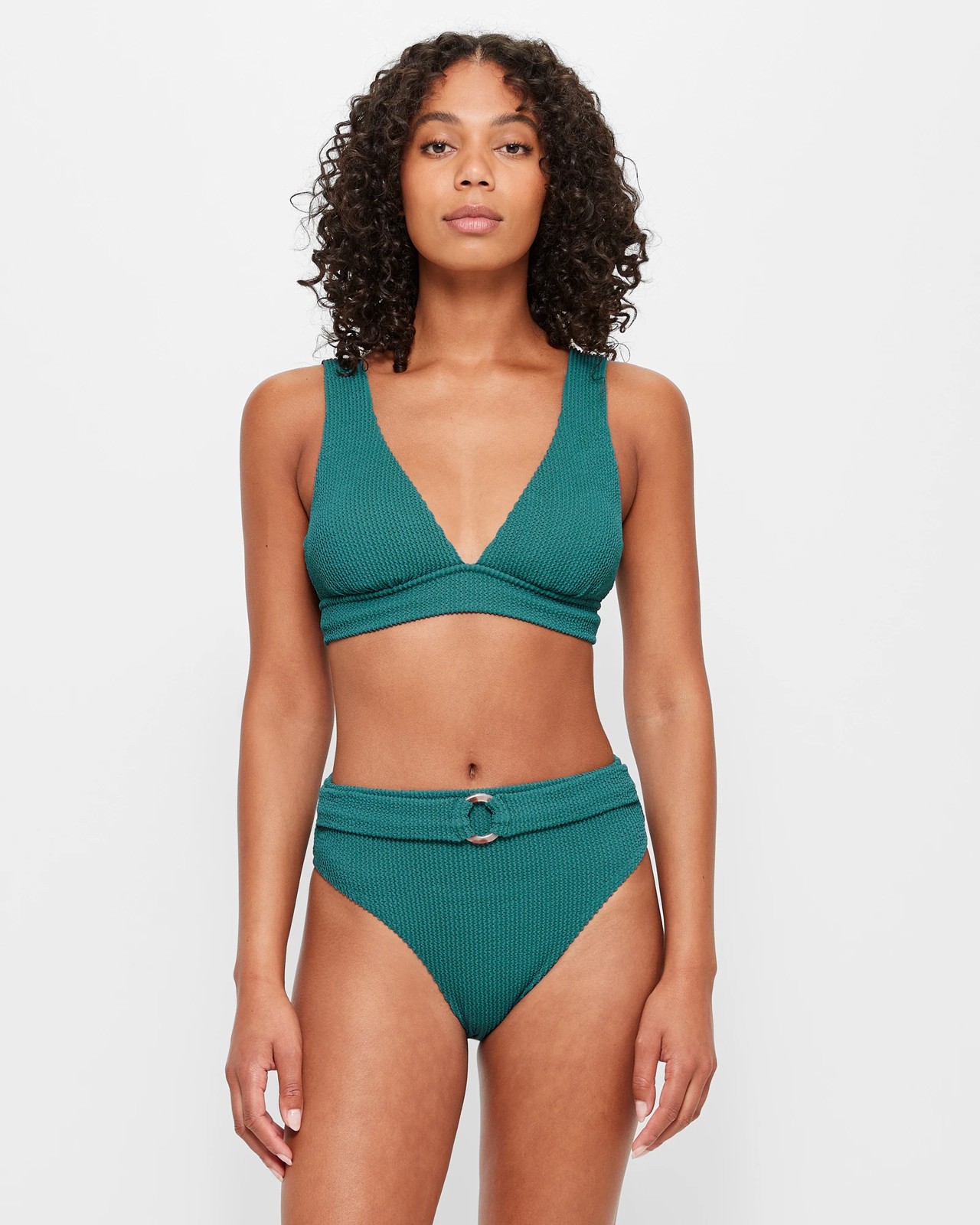 Crinkle High Waist Belted Swim Bikini Briefs 2 of 6